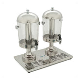 DESPACHADOR DE JUGOS MIGSA ZCF302B | Despachador de Jugos Charola de Residuos 2 Tanques 8 Litros c/u | Tubo Intermedio para Hielo Independiente | Acero Inoxidable y Acrílico | Cafetería Bistro Desayunador
