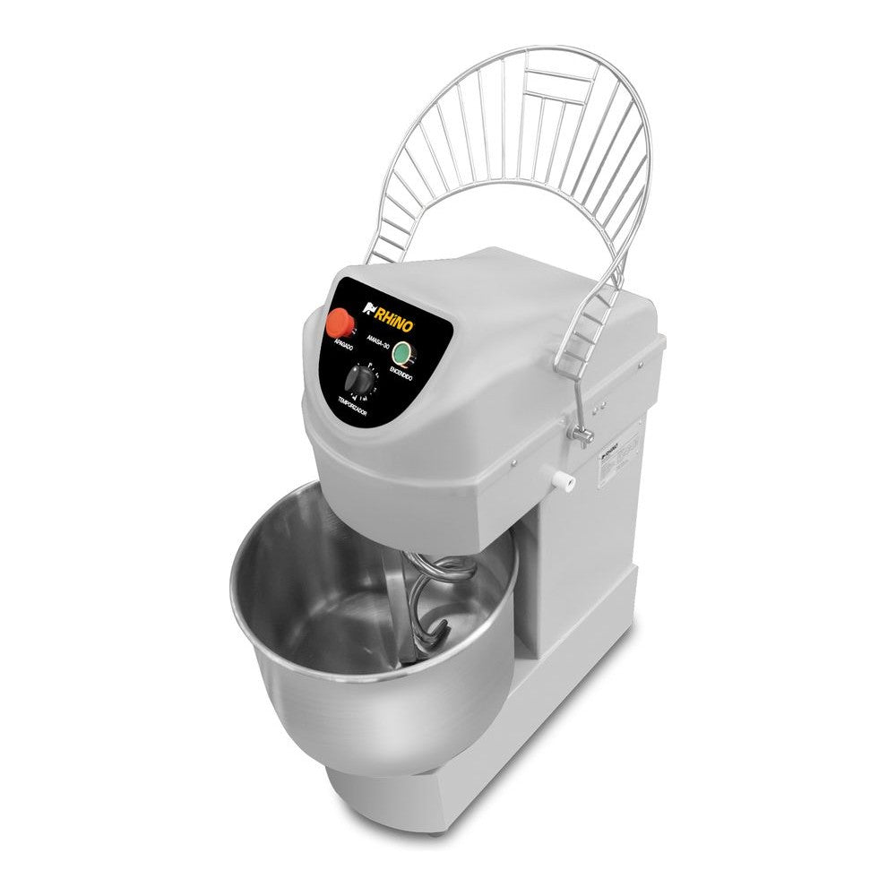 AMASADORA RHINO AMASA-30 | Amasadora de Doble Acción Giratoria | Capacidad de Tazón: 30 L | Acero Inoxidable | Panadería Pizzería Cocina Industrial