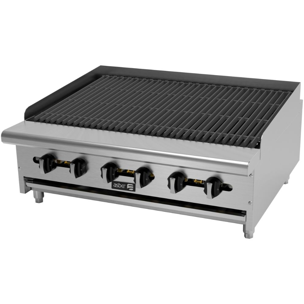 ASADOR ASBER AERB-36 | Asador | Gas | Acero Inoxidable | 6 Quemadores | Restaurante Comedor Grill Cortes Cenaduría Hotel