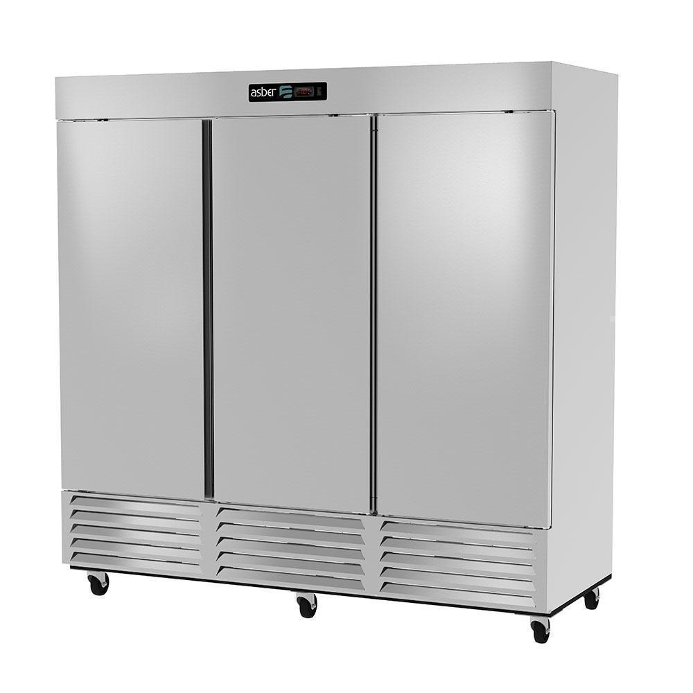 CONGELADOR ASBER ARF-72-H | Congelador Vertical | 3 Puertas Solidas | 9 Parrillas | Eléctrico | Acero Inoxidable | Gris | Supermercado Carnicería Bar
