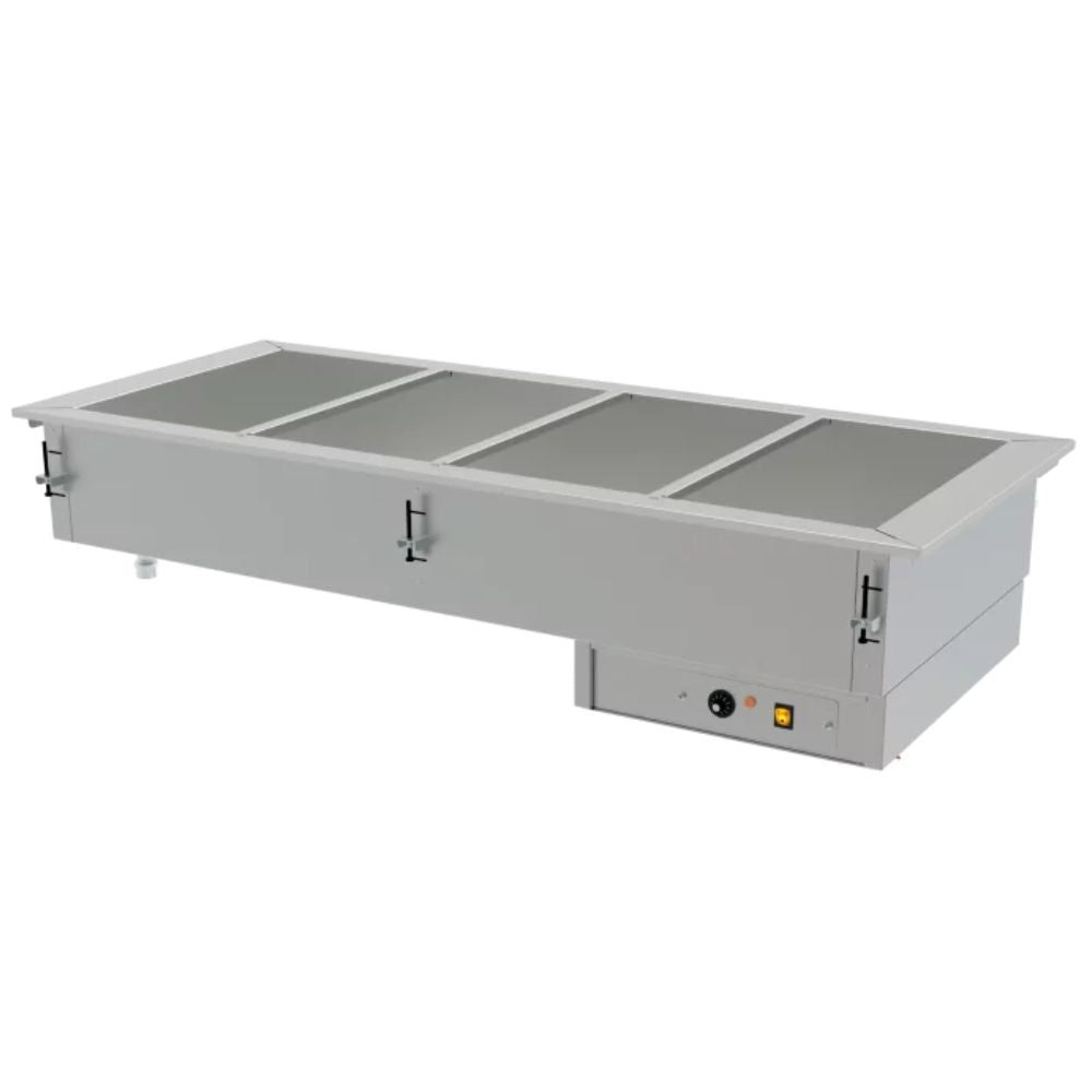BAÑO MARIA ASBER DBM-411-S-W 220V 50/60Hz | Baño María Eléctrico | Acero Inoxidable | 4 Insertos Enteros | Gris | Restaurante Hotel Buffet