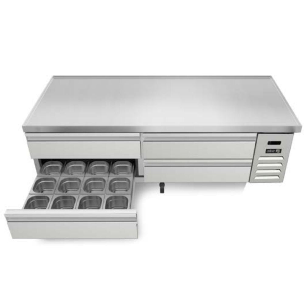 BASE REFRIGERADA ASBER ACBR-72 HC | Base Refrigerada | 4 Cajones | Acero Inoxidable | Controles Electrónicos | Restaurante Buffet Cafetería