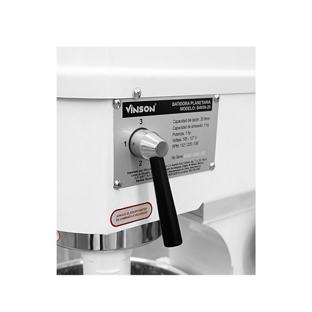 BATIDORA VINSON BAVIN-20 | Batidora Planetaria | Capacidad de Tazón: 19.3 L | Panadería Cocina Industrial Restaurante