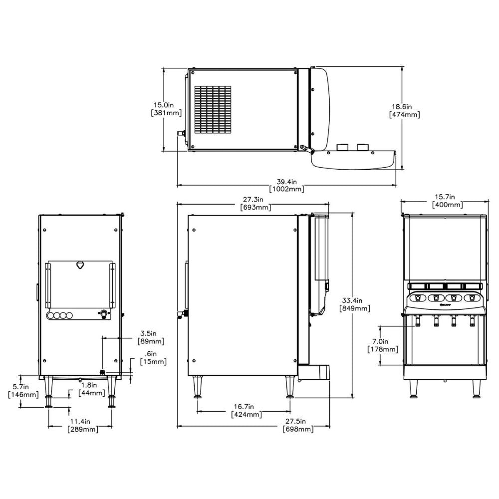 DISPENSADOR BUNN JDF-4S Silver Series 37300.0000 | Sistema de Bebidas Frías | para 4 Sabores | Restaurante Desayunador