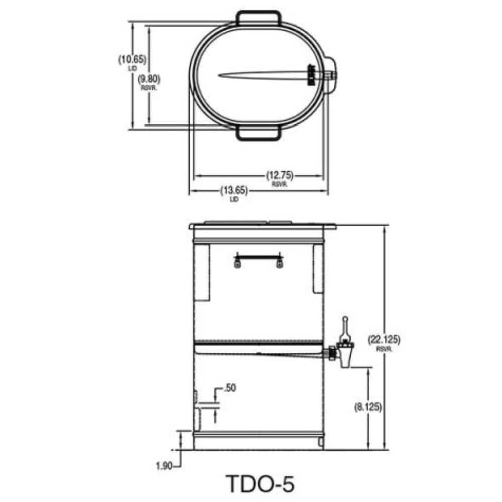 Bunn TDO-5, RESERVOIR Dispensador Te Cafe Helado Restaurante