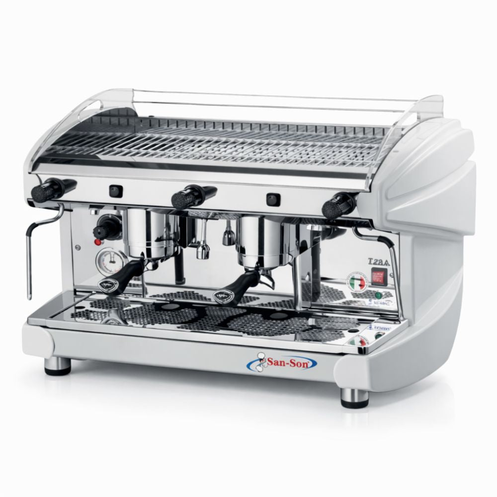 CAFETERA SAN SON LIRA 2G PU | Cafetera Italiana Semiautomática | 2 Grupos Profesionales | Caldera de Latón de 11 Lts | Cafetería Restaurante Hotel