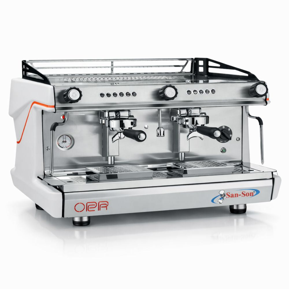 CAFETERA SAN SON OPERA 2G E | Cafetera Italiana Electrónica Programable | 2 Grupos Profesionales | Caldera de Latón de 11 Lts | Cafetería Restaurante Hotel Negocio