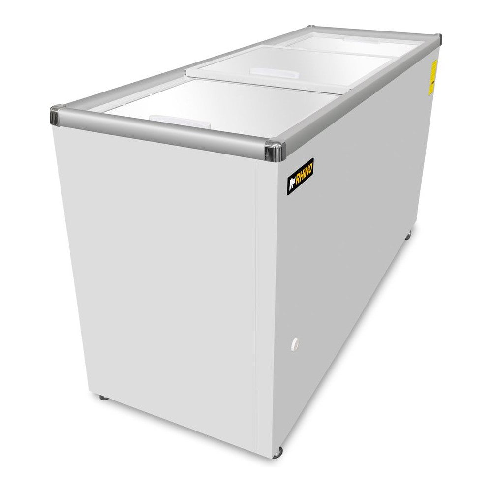 CONGELADOR RHINO CONGECRI-12P | Congelador Horizontal Tapa de Cristal Plano | Capacidad 12 Pies³ / 265 L | Temperatura -24°C a 5°C | Supermercado Heladería Tienda de Conveniencia