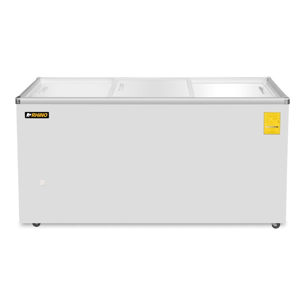 CONGELADOR RHINO CONGECRI-12P | Congelador Horizontal Tapa de Cristal Plano | Capacidad 12 Pies³ / 265 L | Temperatura -24°C a 5°C | Supermercado Heladería Tienda de Conveniencia