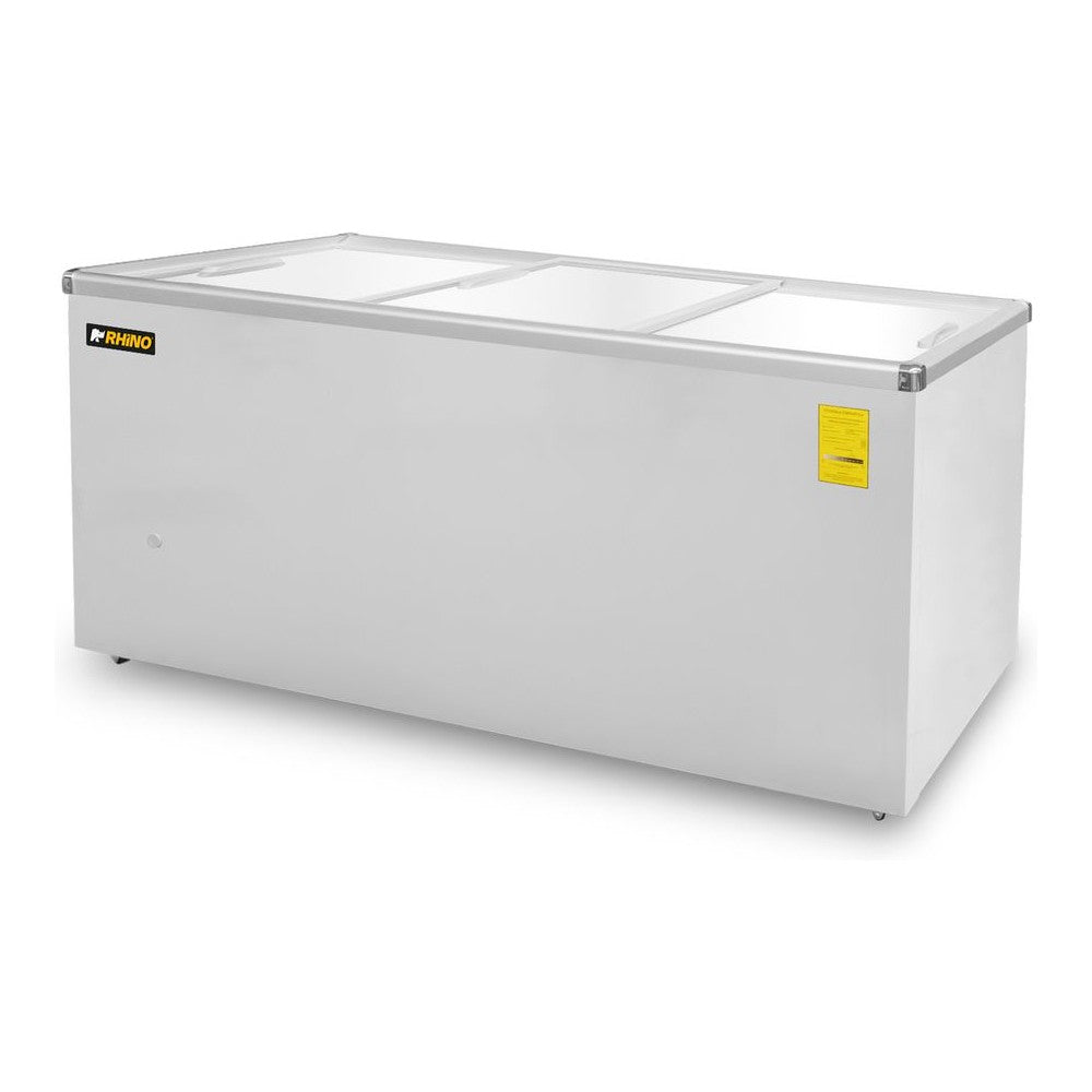 CONGELADOR RHINO CONGECRI-12P | Congelador Horizontal Tapa de Cristal Plano | Capacidad 12 Pies³ / 265 L | Temperatura -24°C a 5°C | Supermercado Heladería Tienda de Conveniencia