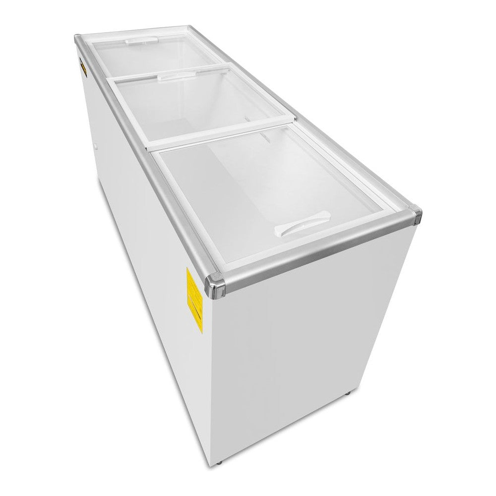 CONGELADOR RHINO CONGECRI-12P | Congelador Horizontal Tapa de Cristal Plano | Capacidad 12 Pies³ / 265 L | Temperatura -24°C a 5°C | Supermercado Heladería Tienda de Conveniencia