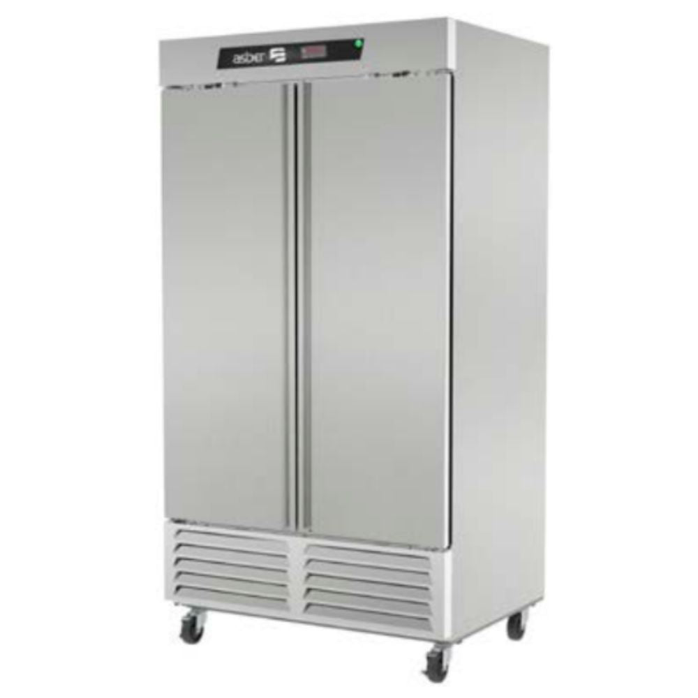 CONGELADOR ASBER ARF-37 HC | Congelador Vertical | 2 Puertas Solidas | Acero Inoxidable | 6 Parrillas | Control Electrónico | Eléctrico | 37 Pies Cúbicos | Carnicería Supermercado Carne