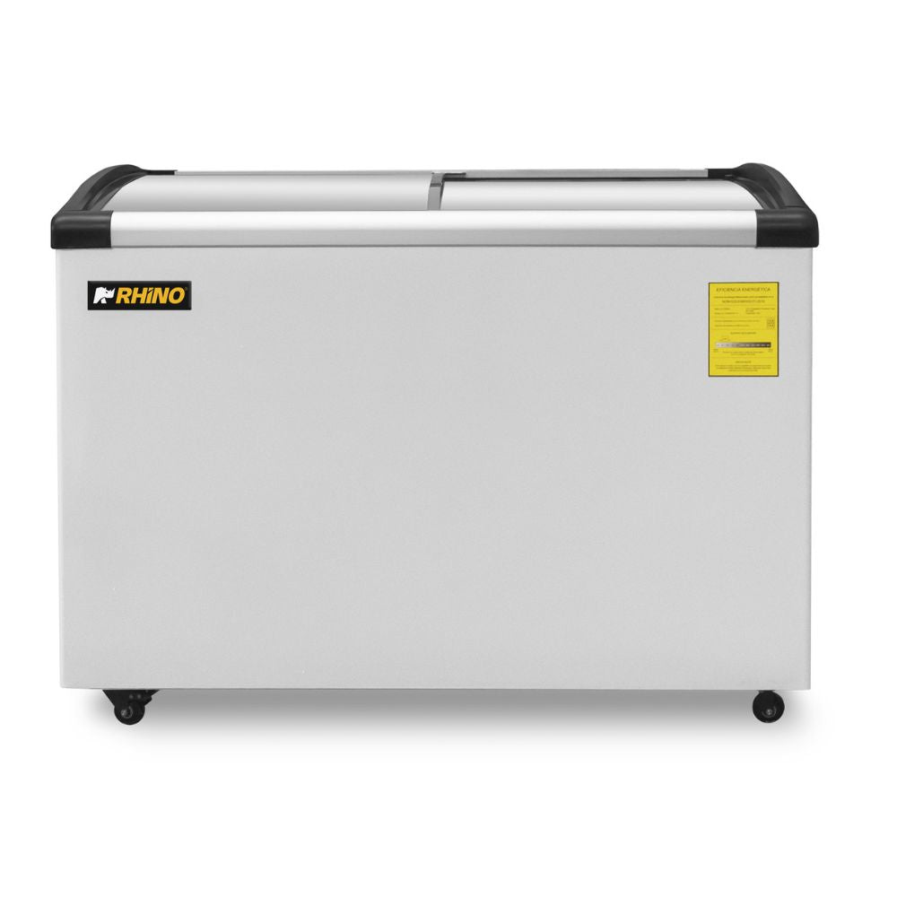 CONGELADOR RHINO CONGECRI-10C | Congelador Tapa de Cristal Curva | Capacidad: 9.2 ft3 / 283 L | Paleterías Cafeterías Tiendas de Conveniencia