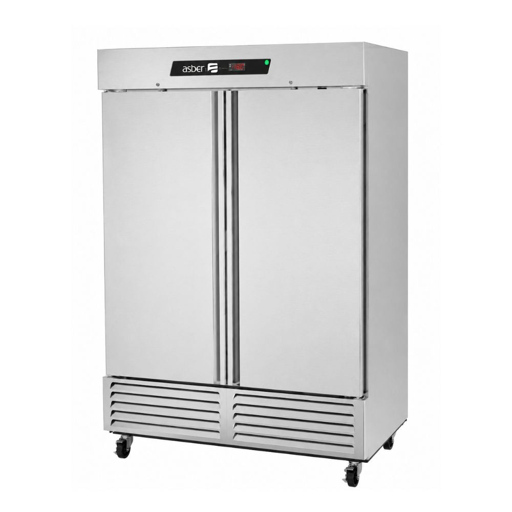 CONGELADOR ASBER ARF-49-H HC | Congelador Vertical | 2 Puertas Solidas | 6 Parrillas | Acero Inoxidable | 49 Pies Cúbicos | Control Temperatura | Carnicería Supermercado Bistro
