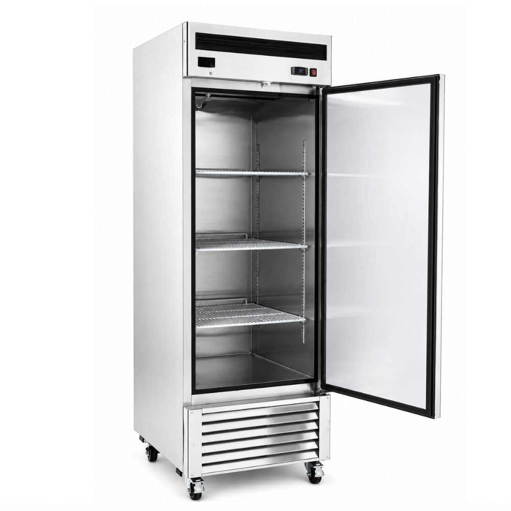 CONGELADOR CRT 200-001-013 CVC211P | Congelador Vertical | 21 Pies Cúbicos | 1 Puerta Sólida | Acero Inoxidable | Cocina Industrial Carnicería Restaurante