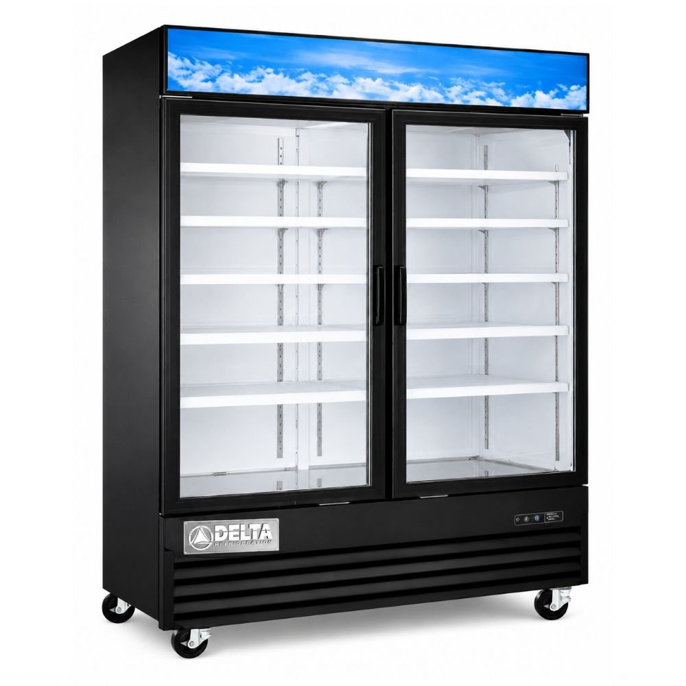 CONGELADOR DELTA D-CV-2PV | Congelador Vertical | 36 Pies Cúbicos | 2 Puertas de Vidrio | Abarrotes Tienda Comercial