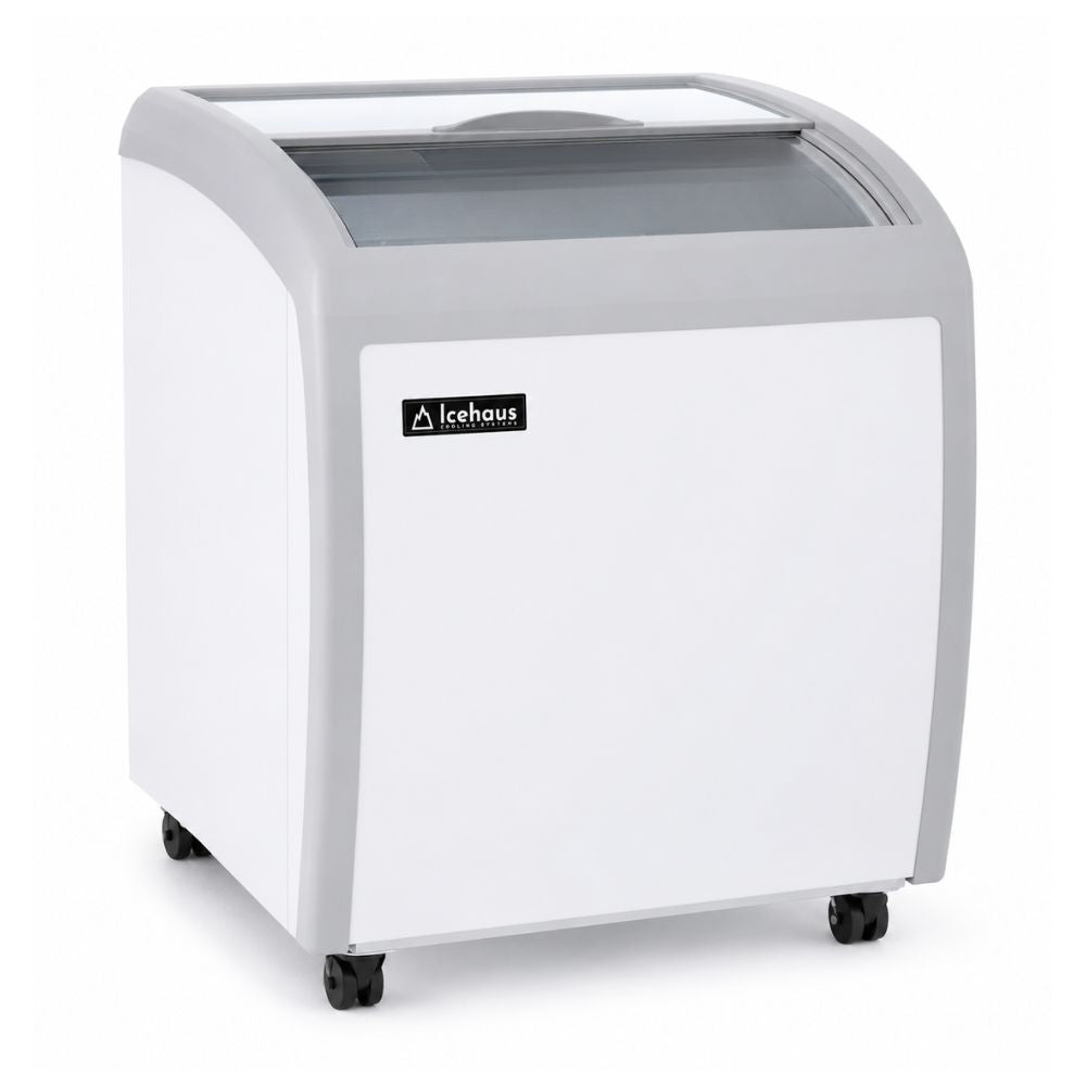 CONGELADOR ICEHAUS CHPC-160 | Enfriador y Congelador Paletero Horizontal | Puerta de Cristal Curva | 5.5 Pies Cúbicos (160 L) | Paletería Heladería