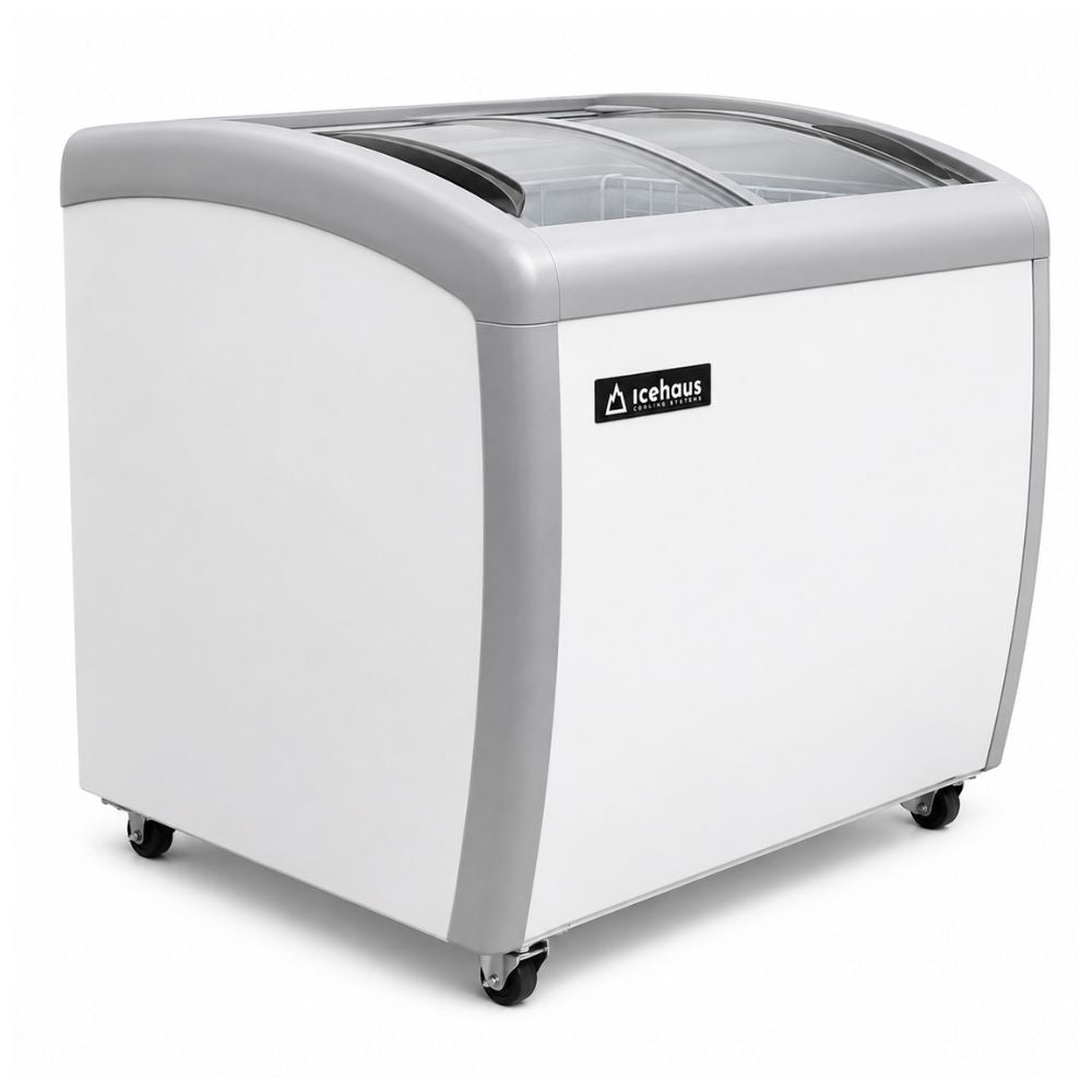 CONGELADOR ICEHAUS CHPC-260 | Enfriador y Congelador Paletero Horizontal | Puerta de Cristal Curva | 9 Pies Cúbicos (260 L) | Paletería Heladería