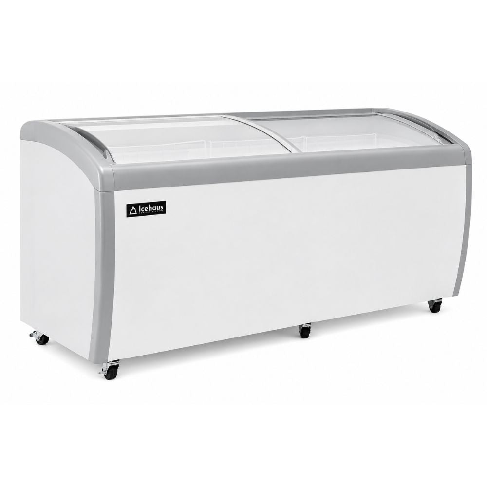 CONGELADOR ICEHAUS CHPC-560 | Enfriador y Congelador Paletero Horizontal | Puerta de Cristal Curva | 19.5 Pies Cúbicos (560 L) | Paletería Heladería