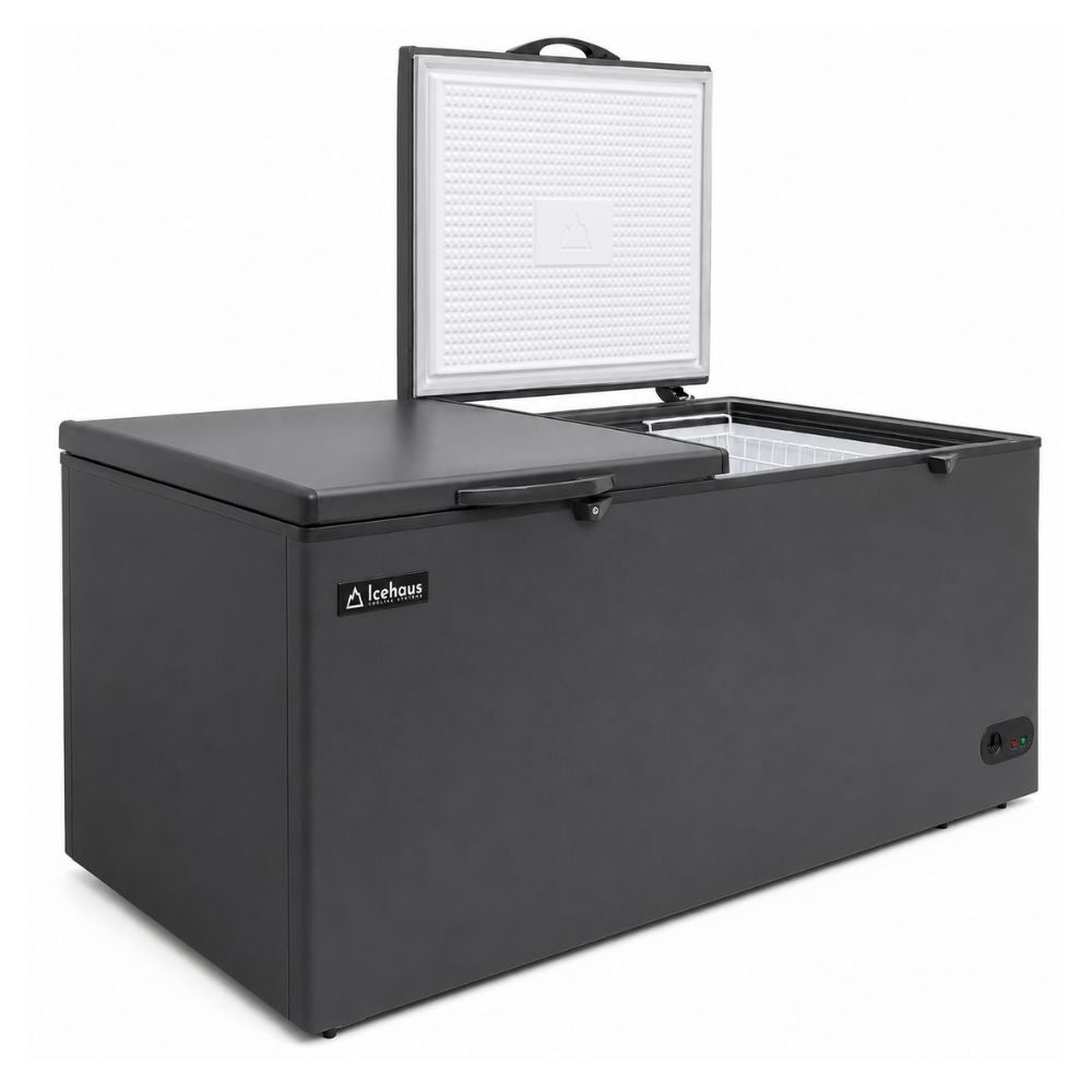 CONGELADOR ICEHAUS CTC - 24-G | Congelador y Refrigerador Horizontal Gris | 2 Tapas de Cofre | 24 Pies Cúbicos | Pescadería Heladería Carnicería