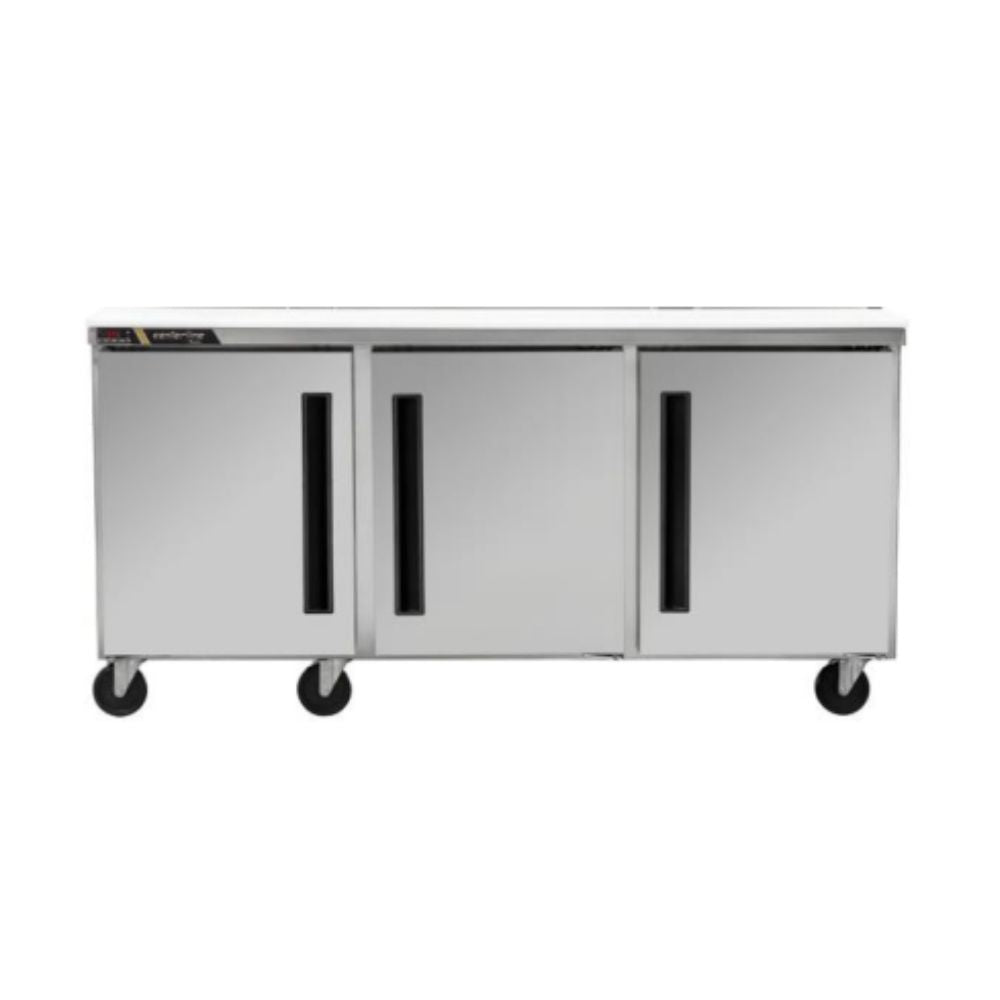 CONGELADOR CENTERLINE CLUC-72F-SD-RRR | Congelador Bajo Barra | 3 Puertas Sólidas | 18.80 Pies Cúbicos | Acero Inoxidable | Restaurante Cafetería Bar