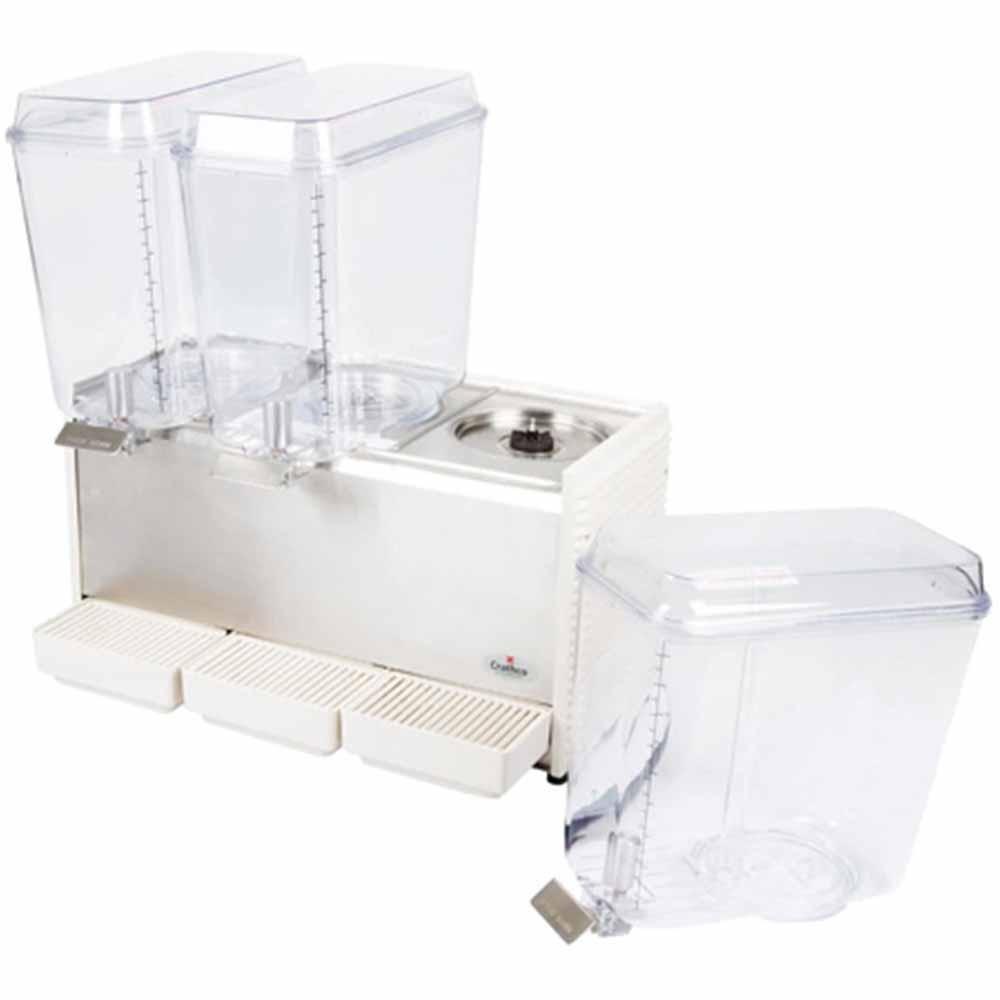 DISPENSADOR DE BEBIDAS CRATHCO D35-4 | Dispensador de Bebidas Clásico 3 Tanques 18.9 Litros / 5 Galones c/u | Charola Evita Escurrimientos | Acero Inoxidable | Restaurantes Cafeterías Bar