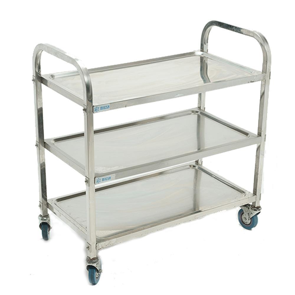 CARRO DE SERVICIO MIGSA BN-T23 | Carro de Servicio 2 Entrepaños | Ensamblable | Acero Inoxidable | Cocina Industrial Profesional