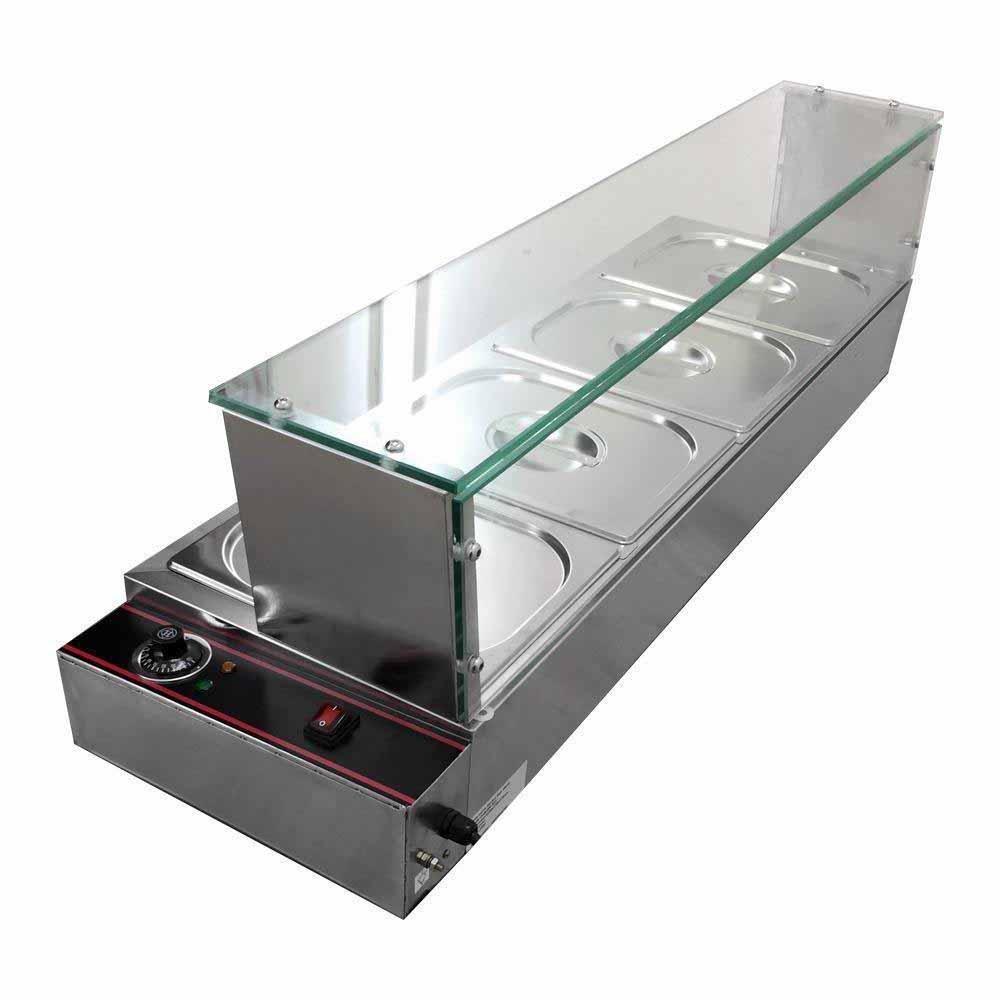 BAÑO MARIA MIGSA BN-B23 | Baño María 4 Insertos Medios | Eléctrico | Acero Inoxidable | Comida Restaurante Buffet