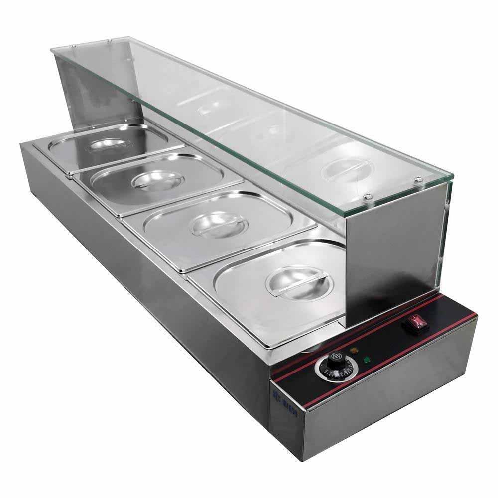 BAÑO MARIA MIGSA BN-B23 | Baño María 4 Insertos Medios | Eléctrico | Acero Inoxidable | Comida Restaurante Buffet