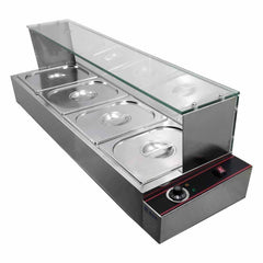 BAÑO MARIA MIGSA BN-B23 | Baño María 4 Insertos Medios | Eléctrico | Acero Inoxidable | Comida Restaurante Buffet