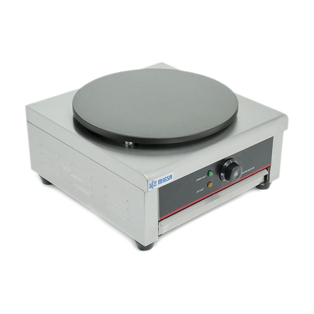 CREPERA MIGSA EM-1 | Crepera Sencilla | Eléctrica | Acero Inoxidable | para Crepas Dulces Saladas