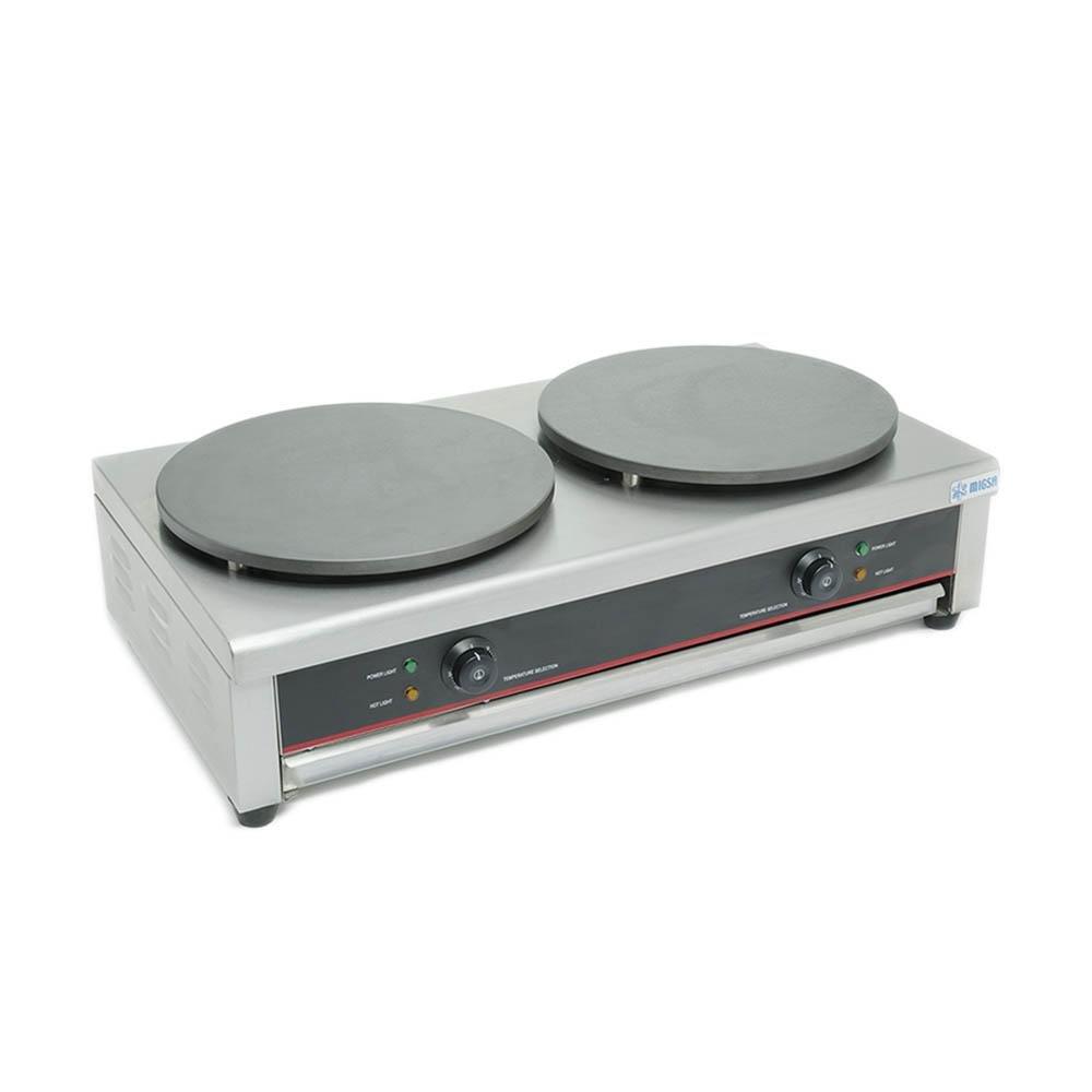 CREPERA MIGSA EM-2 | Crepera Doble Teflon Termostato | Electrica | Acero Inoxidable | Crepas Dulces Saladas