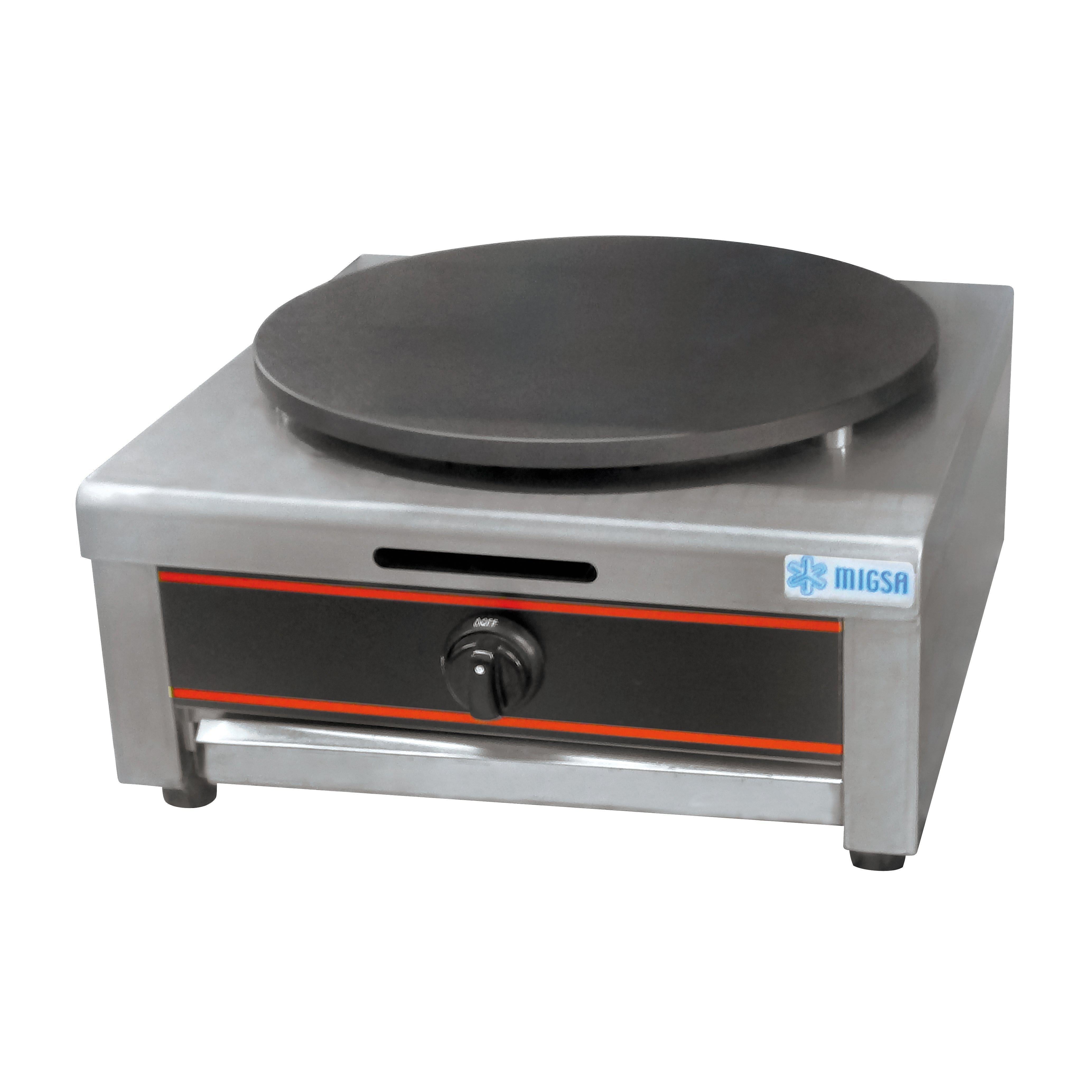 CREPERA MIGSA GM-1 | Crepera Sencilla Teflon | Gas | Acero Inoxidable | Crepas Dulces Saladas