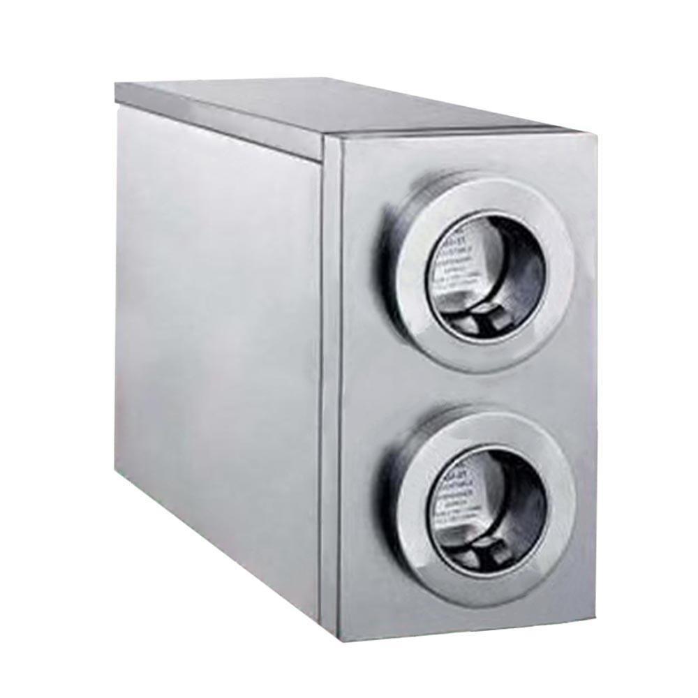 DESPACHADOR DE VASOS MIGSA HCW-2 | Despachador de Vasos con Gabinete 2 Secciones | Resorte que Presiona el Vaso Hacia Afuera | Acero Inoxidable | Establecimientos de Comida Alimentos