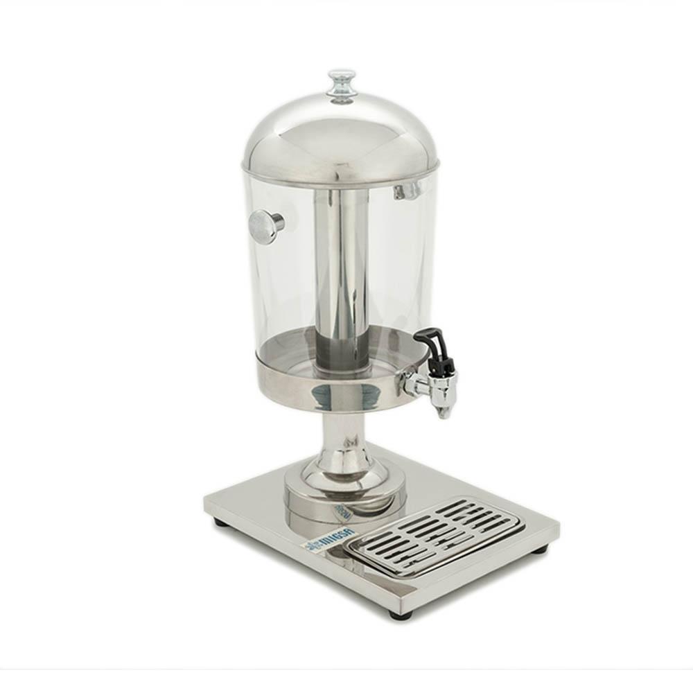 DESPACHADOR DE JUGOS MIGSA ZCF301B | Despachador de Jugos Charola de Residuos 1 Tanque 8 Litros | Tubo Intermedio para Hielo Independiente | Acero Inoxidable y Acrílico | Restaurantes Cafeterías Bar