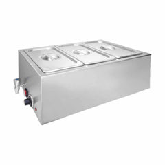 BAÑO MARIA MIGSA ZCK165AT-3 | Baño María 3 Insertos Control de Temperatura | Eléctrico | Acero Inoxidable | Comida Platillos Buffet