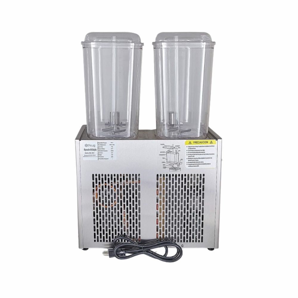 DESPACHADOR DE BEBIDAS POLAR DB-18X2 | Despachador de Bebidas Bandeja Evita Escurrimientos 2 Tanques 18 Litros c/u | Enfría Bebidas a 5°C | Acero Inoxidable | Restaurantes Cafeterías Bar