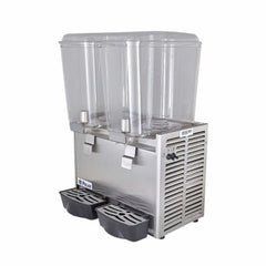 DESPACHADOR DE BEBIDAS POLAR DB-18X2 | Despachador de Bebidas Bandeja Evita Escurrimientos 2 Tanques 18 Litros c/u | Enfría Bebidas a 5°C | Acero Inoxidable | Restaurantes Cafeterías Bar