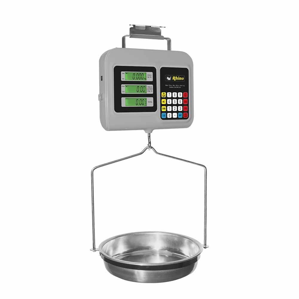BÁSCULA COLGANTE RHINO BACMU-30 | Báscula Colgante 30 Kg | Pantallas de Peso Precio e Importe | Verduras Frutas
