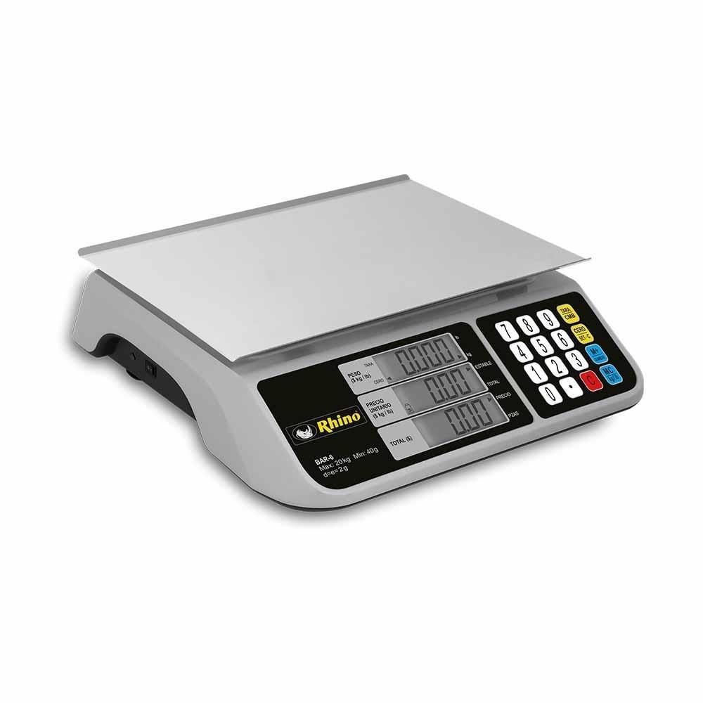 BÁSCULA RHINO BAR-6 | Báscula Mostrador | 20 Kg | Acero Inoxidable | Ferretería Verduras Frutas