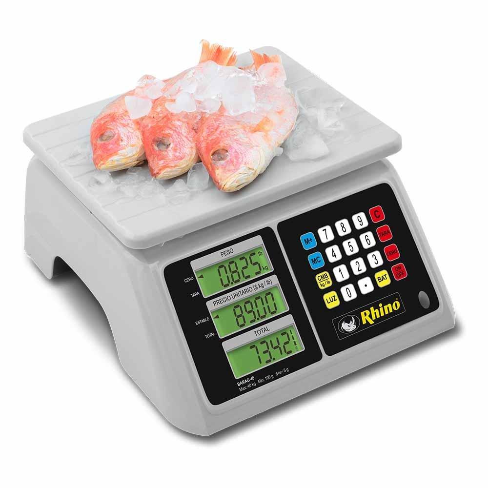 BÁSCULA RHINO BARAG-40 | Báscula de Mostrador | 40 Kg | Verdulería Pescado Carne