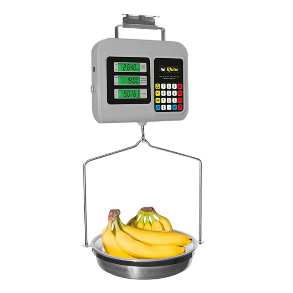 BÁSCULA COLGANTE RHINO BACMU-30 | Báscula Colgante 30 Kg | Pantallas de Peso Precio e Importe | Verduras Frutas