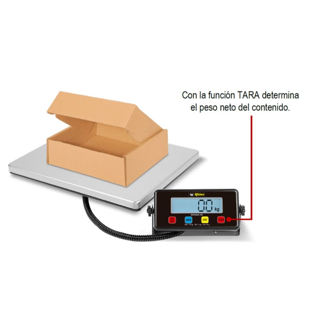 BÁSCULA RHINO BAPAQUE-100 | Báscula 100 Kg | Función TARA | Cajas Paquetes