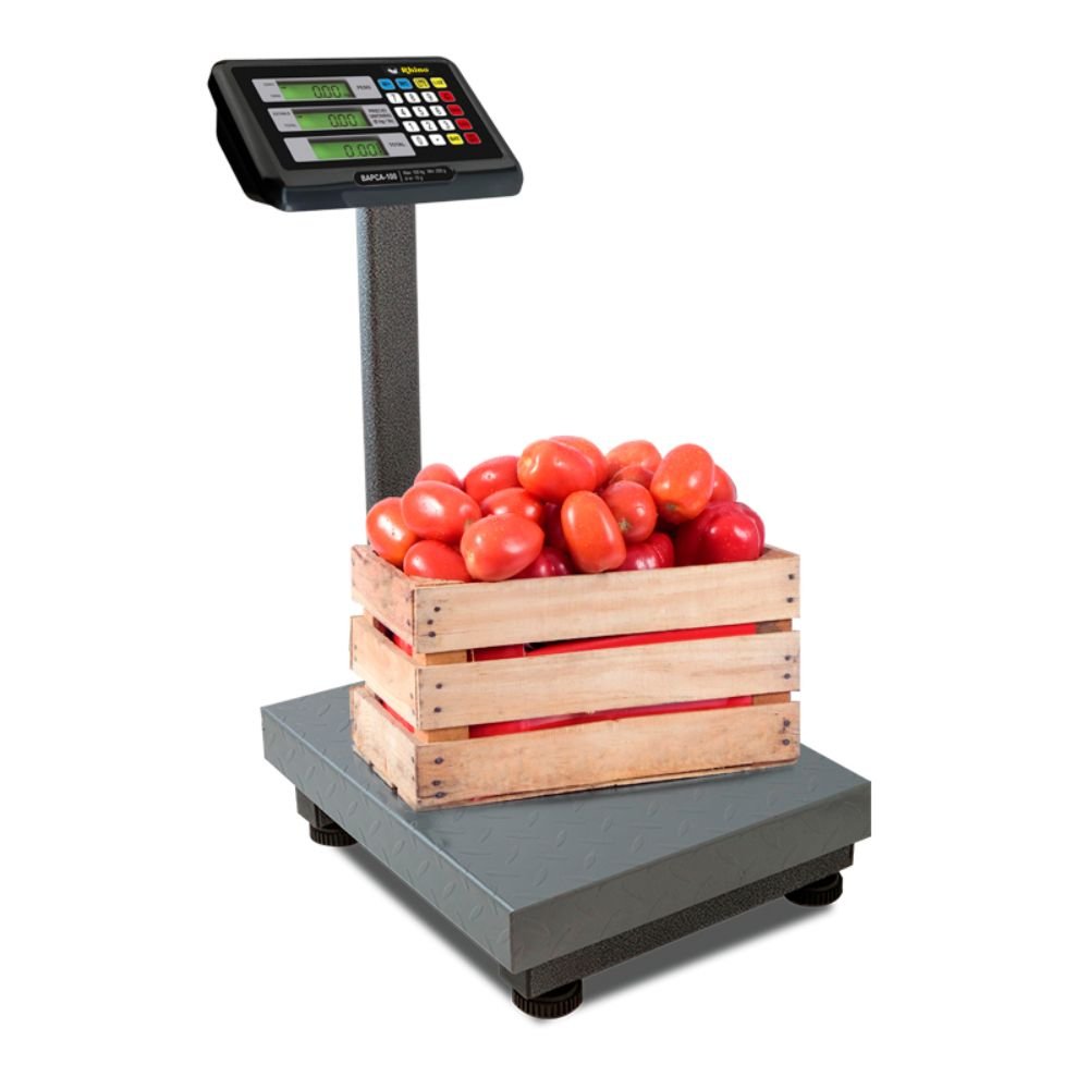 BÁSCULA RHINO BAPCA-100 | Báscula 100 kg Plataforma | Uso Rudo | Negocios de Comida Restaurante hoteles