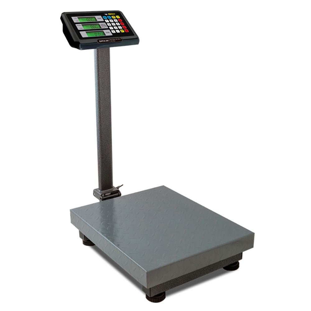 BÁSCULA PLATAFORMA RHINO BAPCA-200 | Báscula Plataforma 200 Kg | Doble Display Usuario – Cliente | Plataforma Acero al Carbono | Abarrotes Carnicería Cremería