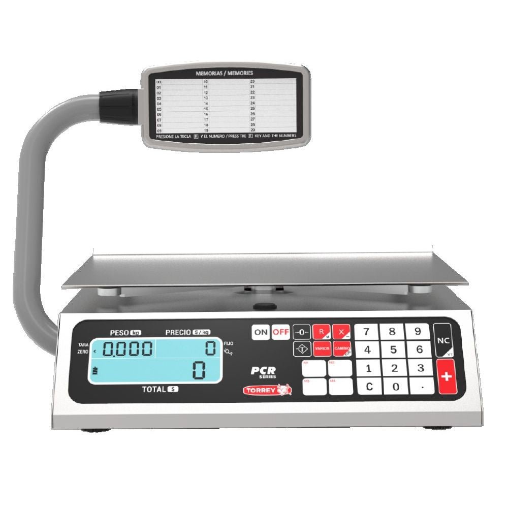 BÁSCULA MULTIFUNCIONAL TORREY 0PCR40T-N PCR | Báscula Multifuncional 40 Kg Funciones Caja Registradora | Torreta | Tienda Abarrotes Comercio