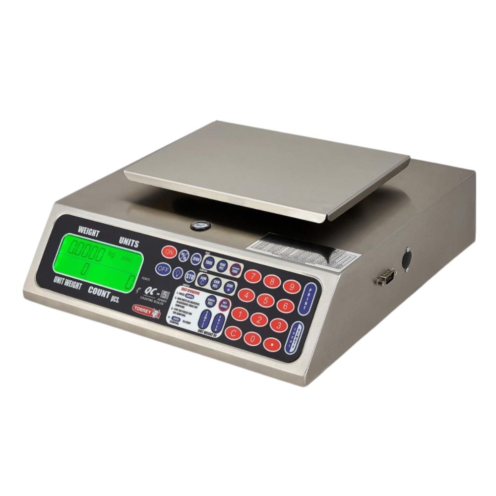 BÁSCULA CONTADORA TORREY QC5 0QC5 | Báscula Contadora 5 Kg Batería Recargable | Uso Rudo | Acero Inoxidable | Comercio Abarrotes Joyería
