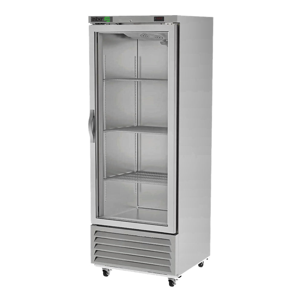 CONGELADOR ASBER ARF-17-G H HC | Congelador Vertical | 1 Puerta Cristal | 17 Pies Cubicos | 3 Parrillas | Acero Inoxidable | Restaurante Cocina Industrial