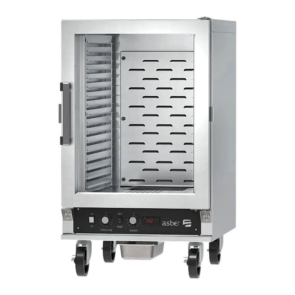 CARRO CALIENTE ASBER AEHC-18 | Carro Caliente Fermentador | 18 Charolas | Aluminio | 115V | Restaurante Panaderia Cocina Industrial